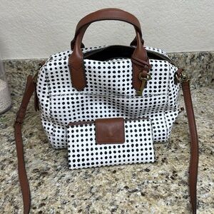 Fossil Sydney Satchel Polka Dot with matching wallet